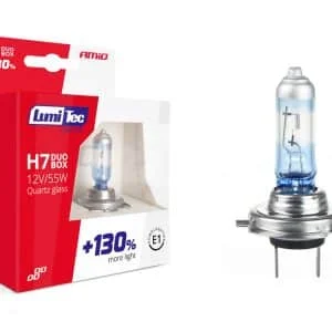 AMIO – Set becuri cu halogen H7 12V 55W LumiTec LIMITED + 130% DUO BOX