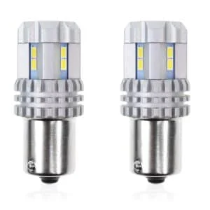 AMIO – Set becuri auto cu LED CANBUS compatibil P21 R5W/R10W 22 SMD Alb 12V/24V, destinat competitiilor auto sau off road