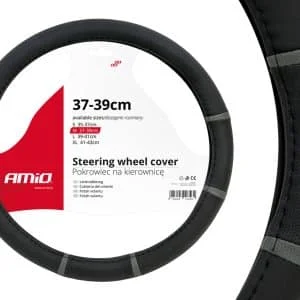 AMIO – Husa volan negru + dungi gri SWC 06 M (37 39cm)