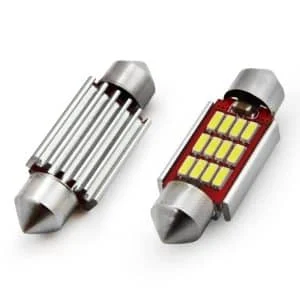AMIO – Set becuri auto cu LED CANBUS sofit compatibil C5W 12 SMD 4014 39mm Alb 12/24V, destinat competitiilor auto sau off road
