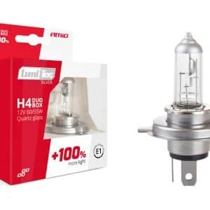 AMIO – Set becuri cu halogen H4 12V 60 / 55W LumiTec SILVER + 100% DUO BOX
