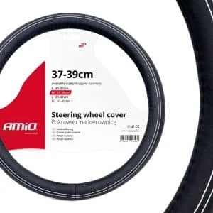 AMIO – Husa volan neagru + cusatura alba SWC 15 M (37 39cm)