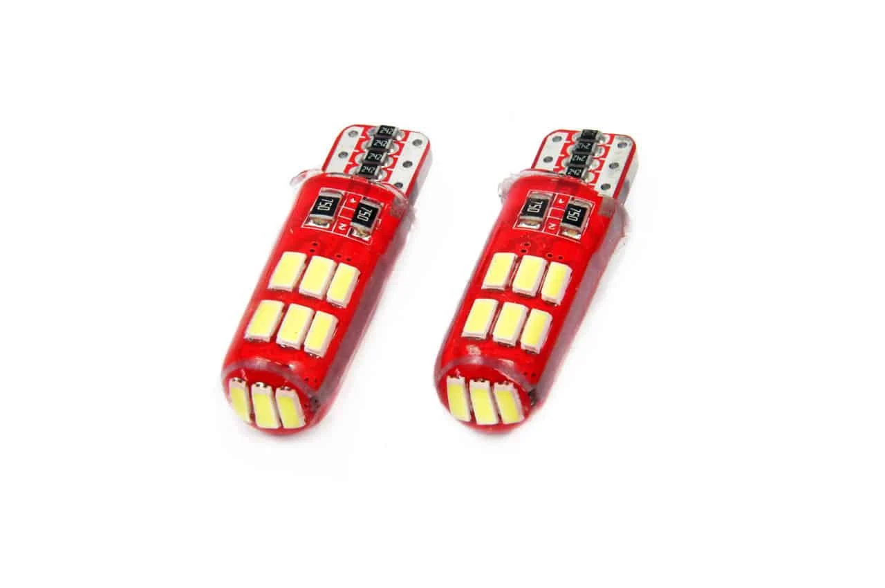 AMIO – Set becuri auto cu LED CANBUS compatibil T10e W5W 12 SMD SILCA Alb 12V, destinat competitiilor auto sau off road
