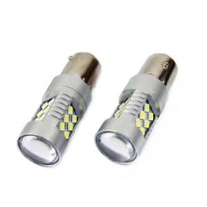 AMIO – Set becuri auto cu LED CANBUS compatibil P21W BA15S 24 SMD 6.2W Alb 12/24V, destinat competitiilor auto sau off road
