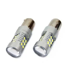 AMIO – Set becuri auto cu LED CANBUS compatibil P21W BA15S 24 SMD 6.2W Alb 12/24V, destinat competitiilor auto sau off road