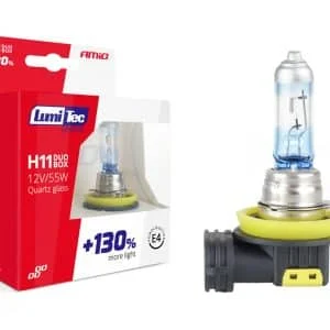 AMIO – Set becuri cu halogen H11 12V 55W LumiTec LIMITED + 130% DUO BOX