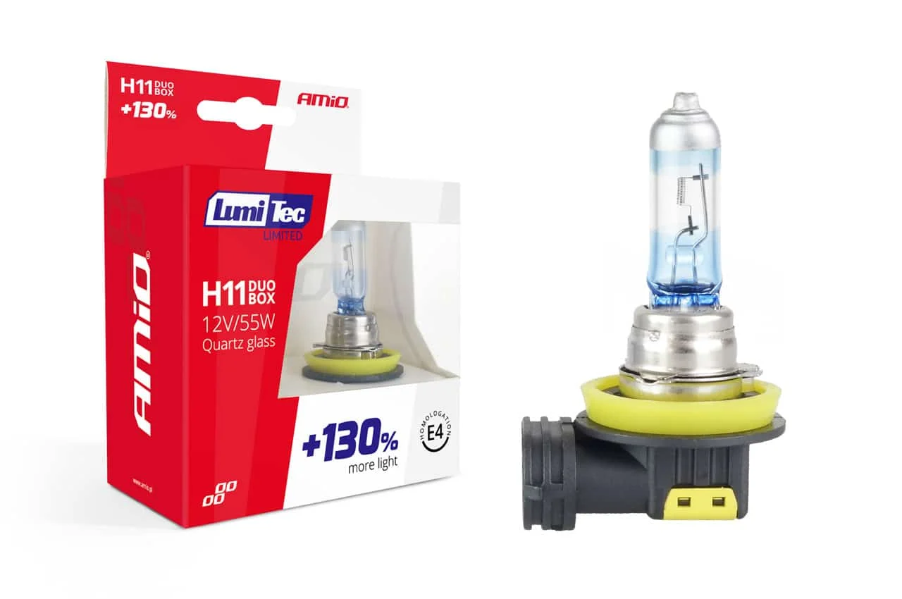 AMIO – Set becuri cu halogen H11 12V 55W LumiTec LIMITED + 130% DUO BOX