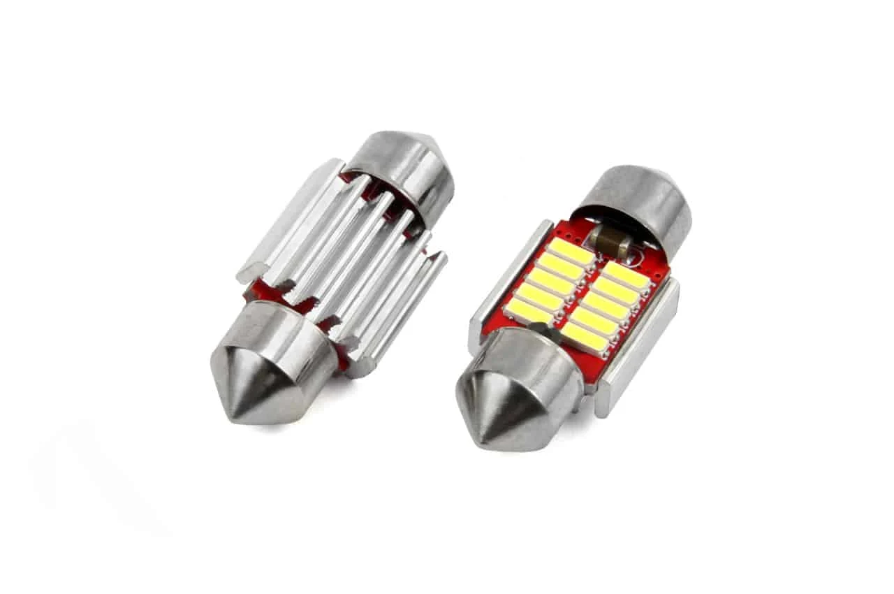 AMIO – Set becuri auto cu LED CANBUS sofit compatibil C5W 10 SMD 31mm Alb 12/24V, destinat competitiilor auto sau off road
