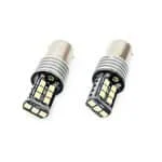 Set becuri auto cu LED CANBUS compatibil P21W BA15S 15 SMD 7.5W Alb 12/24V, destinat competitiilor auto sau off-road
