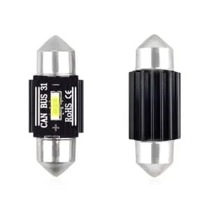 AMIO – Set becuri auto cu LED CANBUS sofit compatibil C5W 1 SMD 31mm Alb 12/24V, destinat competitiilor auto sau off road