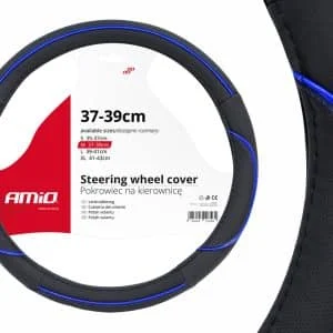 AMIO – Husa volan negru + dunga albastra SWC 08 M (37 39cm)