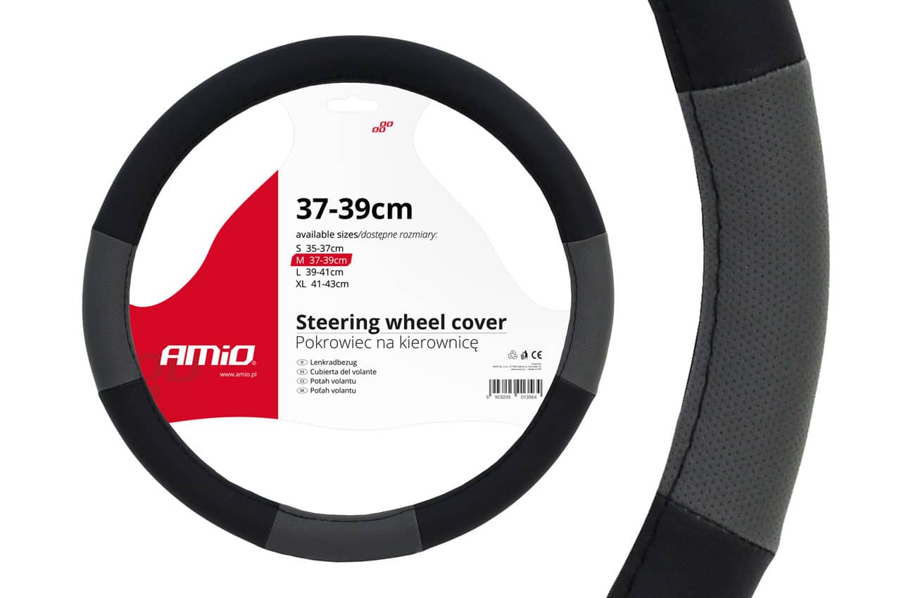 AMIO – Husa volan negru + gri SWC 05 M (37 39cm)