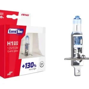 AMIO – Set becuri cu halogen H1 12V 55W LumiTec LIMITED + 130% DUO BOX