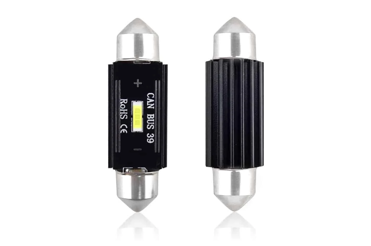 AMIO – Set becuri auto cu LED CANBUS sofit compatibil C5W 1 SMD 39mm Alb 12/24V, destinat competitiilor auto sau off road