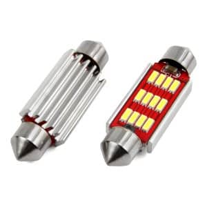 AMIO – Set becuri auto cu LED CANBUS sofit compatibil C5W 12 SMD 4014 41mm Alb 12/24V, destinat competitiilor auto sau off road