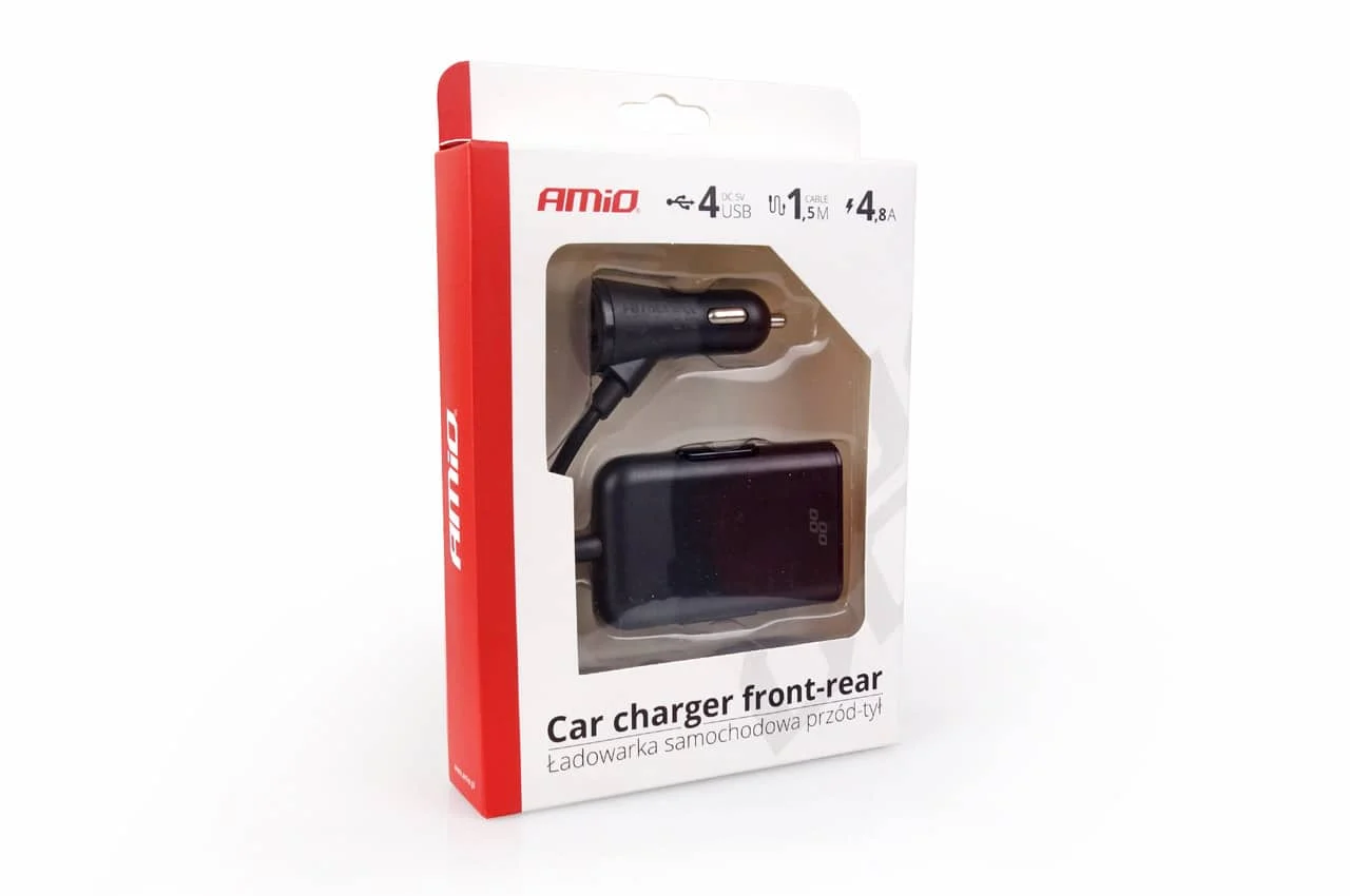 AMIO – Incarcator auto fata spate cu cablu 4xUSB