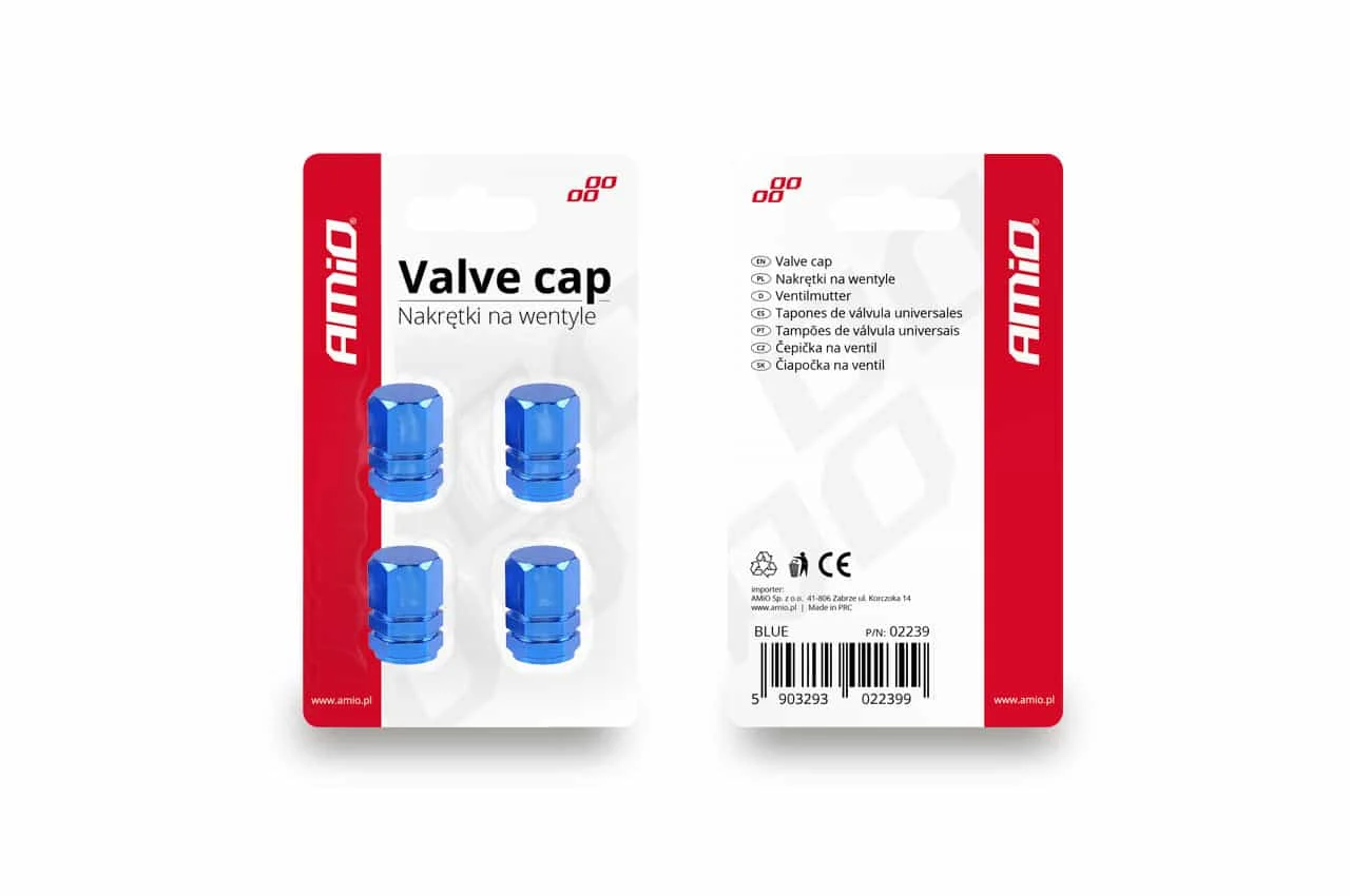AMIO – Set capacele auto pentru ventil hexagon albastru 4 buc