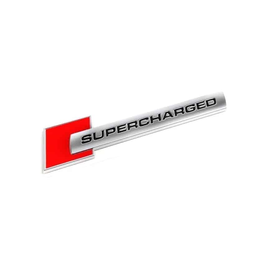 AVEX – Emblema auto model "SUPERCHARGED", reliefata 3D, dimensiune 10 x 1 cm