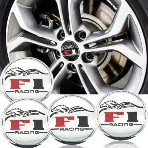 AVEX – Set 4 buc. ornament central janta, model "F1 Chrome", diametru 5cm