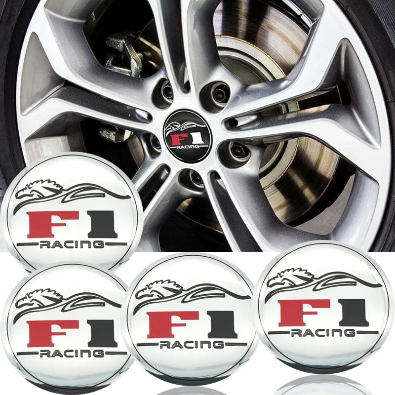 AVEX – Set 4 buc. ornament central janta, model "F1 Chrome", diametru 5cm