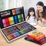 Set desen 180 piese pentru copii și adulți cu valiză din lemn masiv – AVX-WT-ART-10