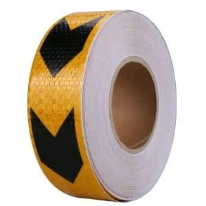 AVEX – Banda reflectorizanta adeziva tip fagure SAGEATA NEGRU GALBEN (rola 5cm x 25m)