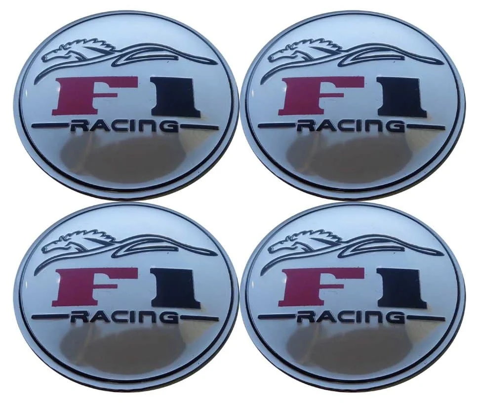 AVEX – Set 4 buc. ornament central janta, model "F1 Chrome", diametru 5cm