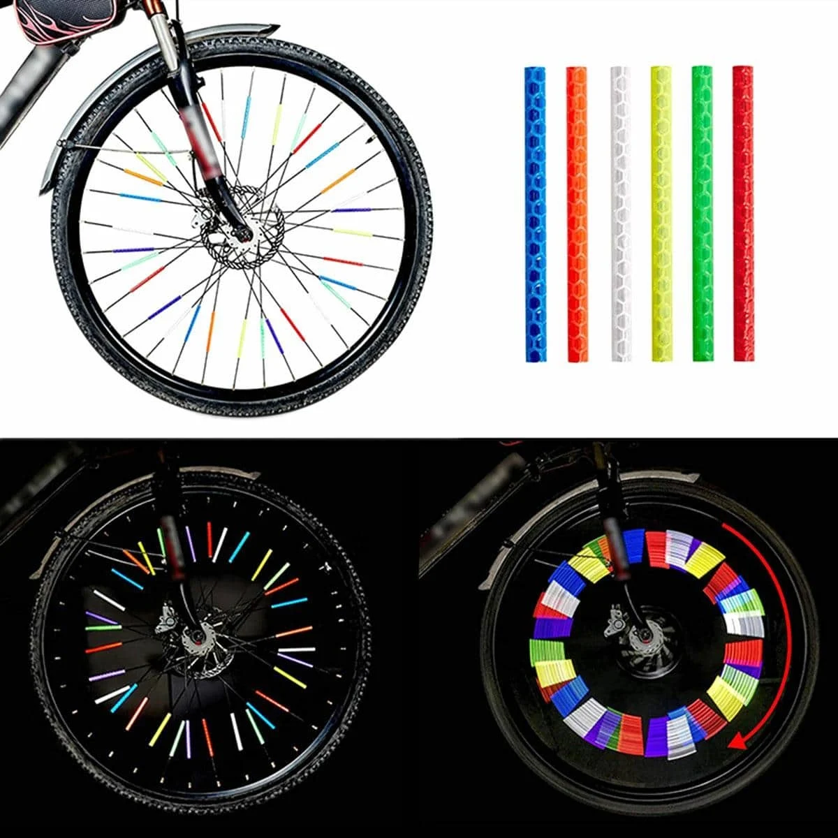 AVEX – Set 12 ornamente din material reflectorizant pentru spite bicicleta, culoare verde