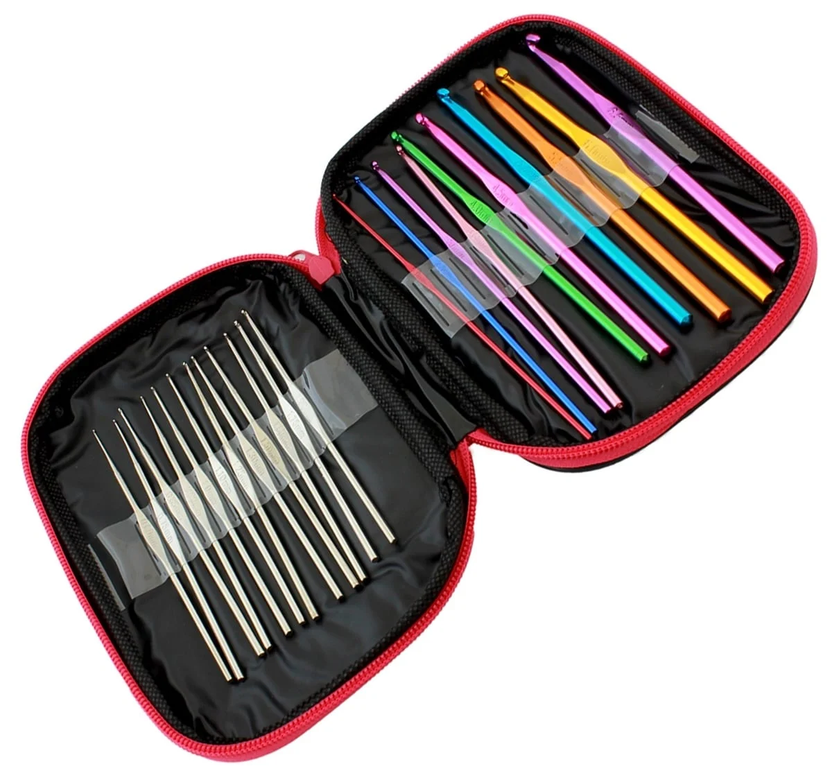 AVEX – Set 50 piese pentru crosetat in husa din piele ecologica, un cadou perfect pentru pasionații de crosetat sau broderie