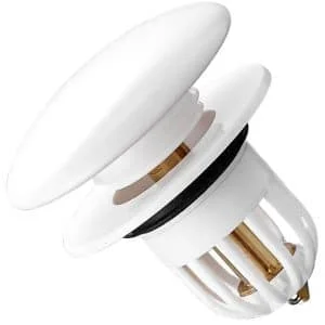AVEX – Dop scurgere chiuveta, universal, deschidere cu click, material oțel, diametru exterior 66 mm, culoare Alba