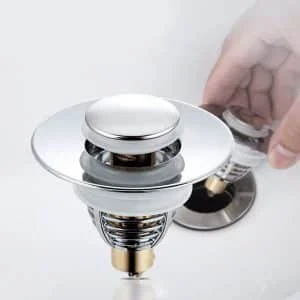 AVEX – Dop scurgere chiuveta, universal, deschidere cu click, material oțel, diametru exterior 62 mm, culoare Argintiu