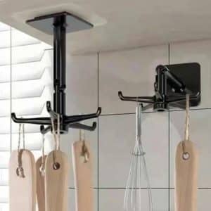 AVEX – Umeras rotativ de bucatarie cu 6 carlige, material ABS, lungime 11 cm, culoare Negru