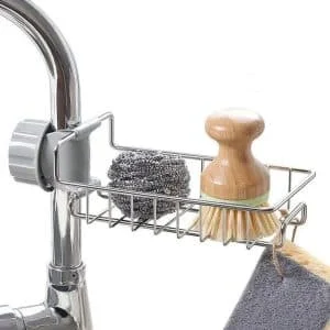 AVEX – Raft organizator universal pentru bucatarie sau baie, montaj pe robinet, material otel, culoare Argintiu