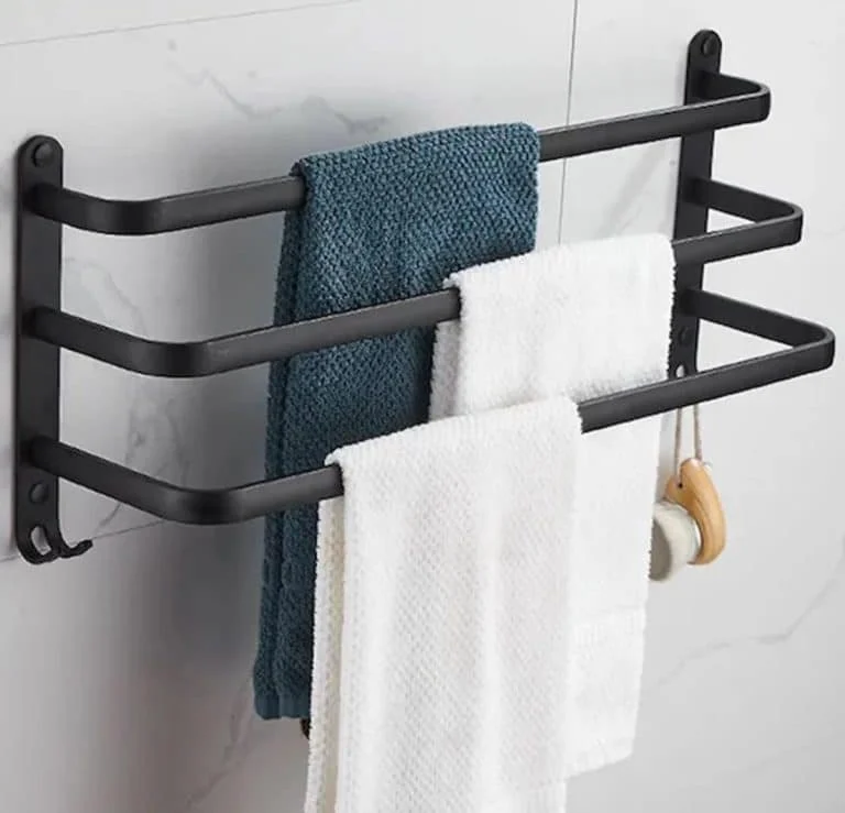 AVEX – Suport de prosoape pentru baie tip "Mansarda" din aluminiu, lungime 50 cm, culoare Negru Mat