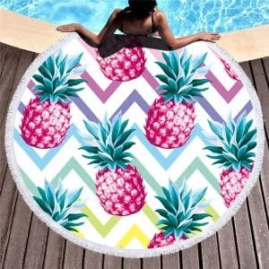 AVEX – Prosop mare de plaja, super absorbant, forma rotunda, diametru 150cm, model Ananas