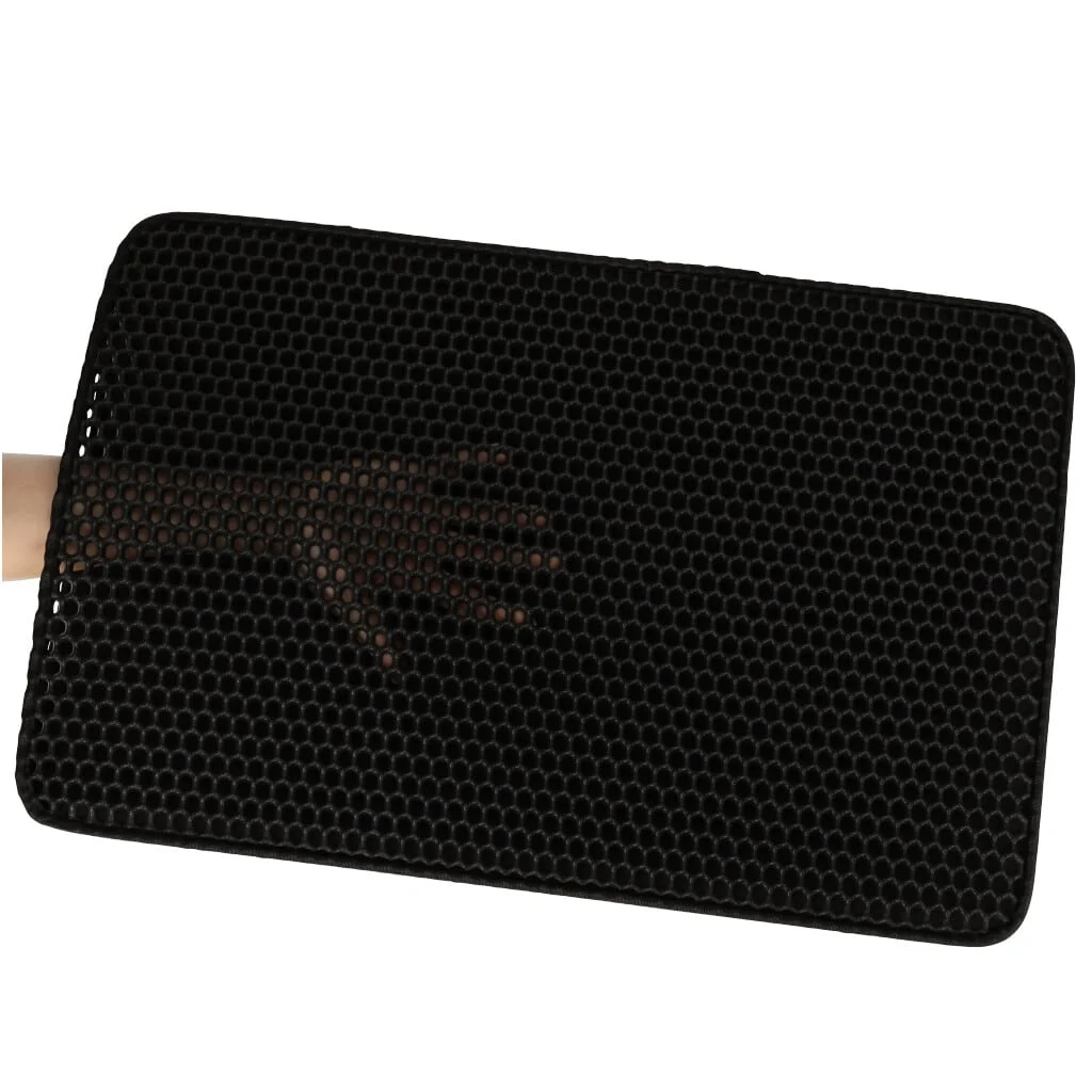 AVEX – Covoras impermeabil pentru litiera pisici, dimensiune 40 x 60 cm, dublu strat, culoare Neagra