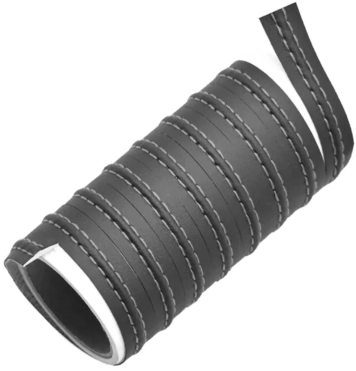 AVEX – Banda decorativa pentru interiorul vehiculului, lungime 2m, din piele ecologica, culoare Neagra + cusatura Alba