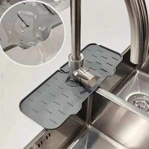 AVEX – Covoras din silicon anti picurator pentru lavoare, dimensiune 36,5 x 14 cm, culoare Gri