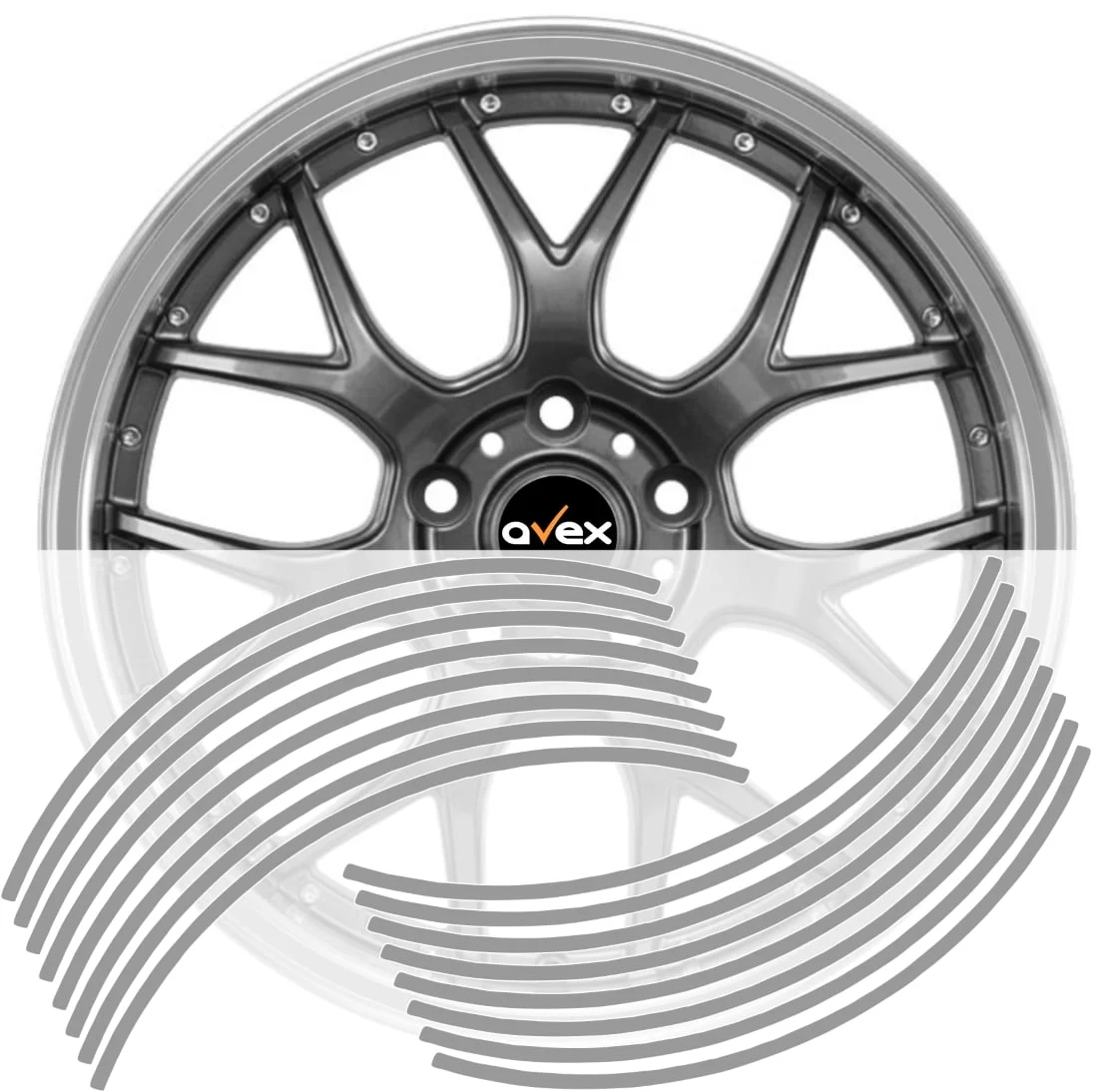 AVEX – Set 16 inele din autocolant pentru jante culoare Argintiu Lucios