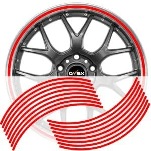 AVEX – Set 16 inele din autocolant pentru jante culoare Rosu Lucios