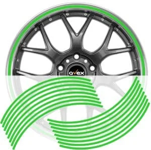AVEX – Set 16 inele din autocolant pentru jante culoare Verde Lucios