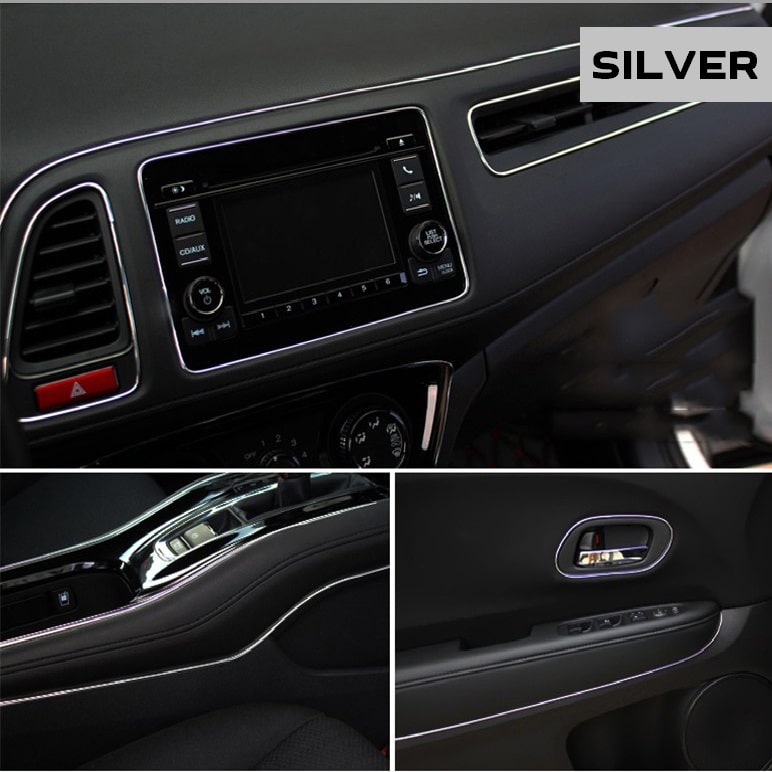 AVEX – Banda decor interior crom TUNING, 5m, ARGINTIU