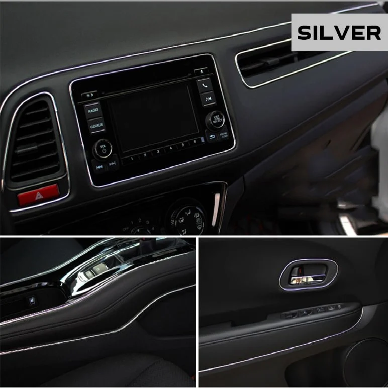 AVEX – Banda decor interior crom TUNING, 5m, ARGINTIU