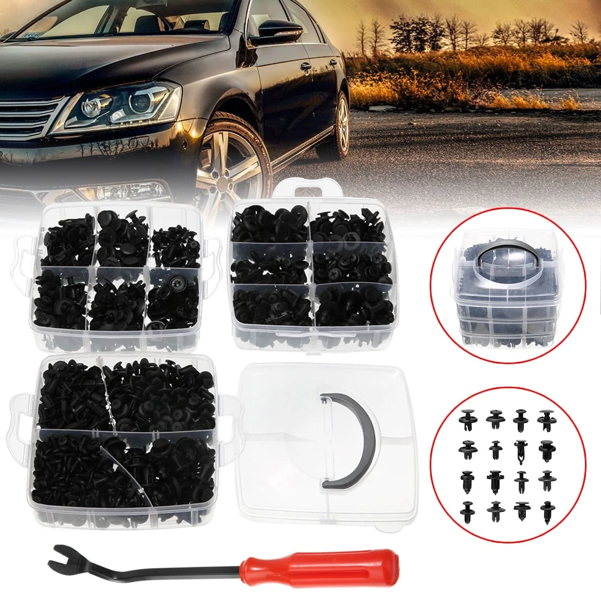 AVEX – Set 625 clipsuri auto universale pentru montaj cu extractor inclus