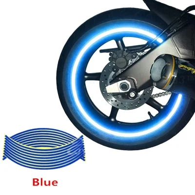 AVEX – Set 16 ornamente Reflectorizante pentru jante auto, moto, culoare Albastra