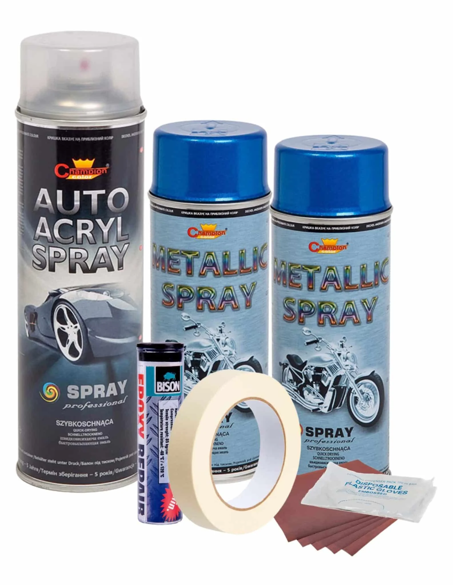 AVEX – Kit complet reparatie si vopsire jante culoare Albastru Metalizat, V2