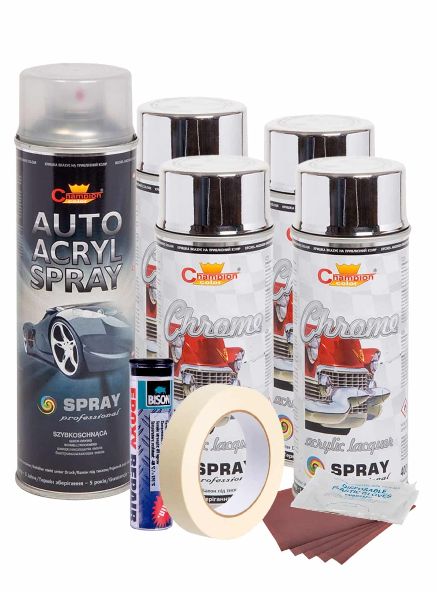 AVEX – Kit complet reparatie si vopsire jante culoare Crom Metalic, V4
