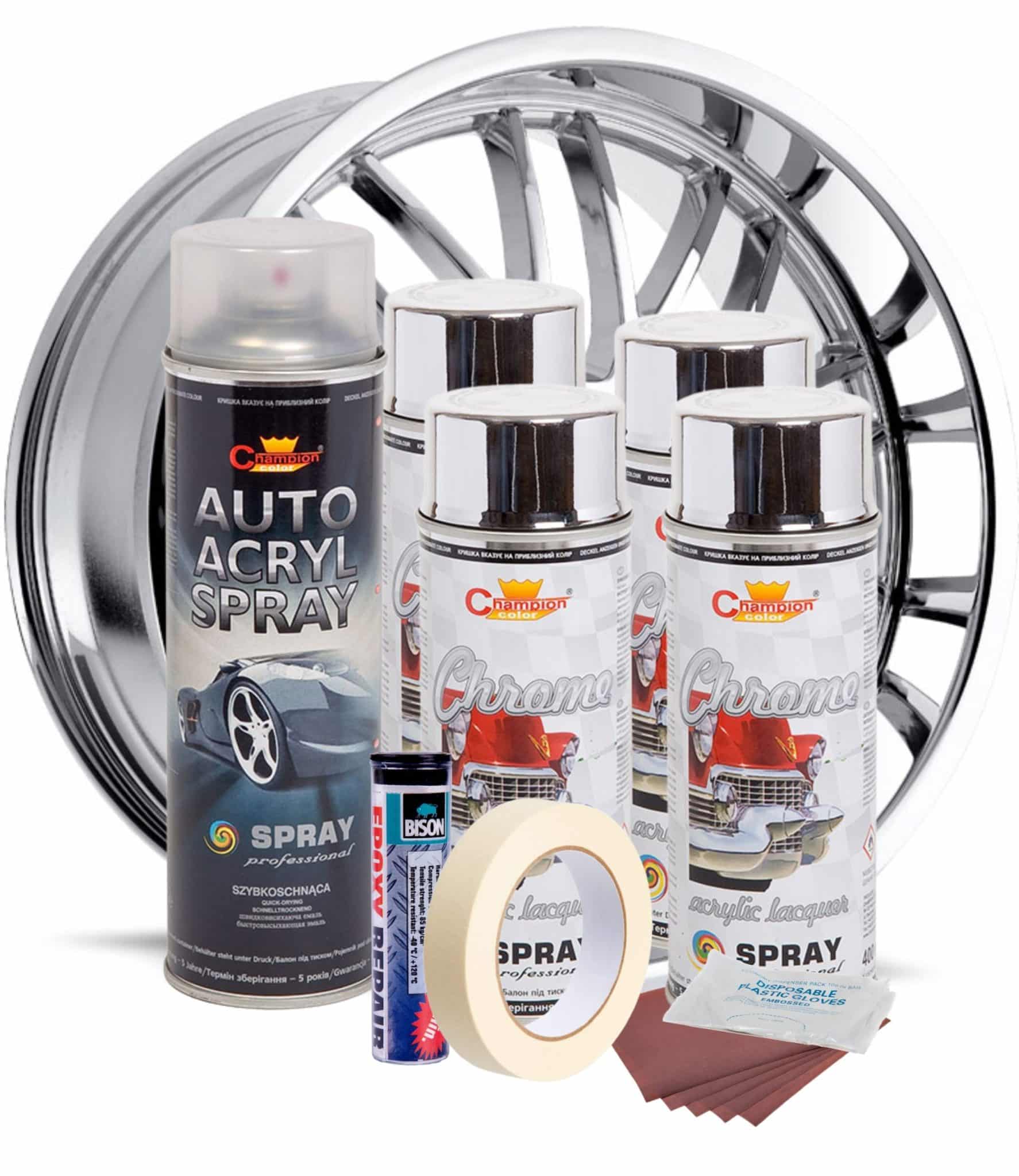 AVEX – Kit complet reparatie si vopsire jante culoare Crom Metalic, V4