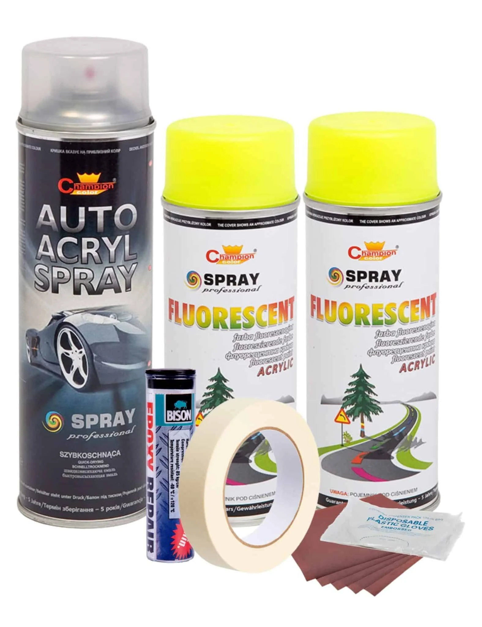 AVEX – Kit complet reparatie si vopsire jante culoare Galben Fluorescent, V2