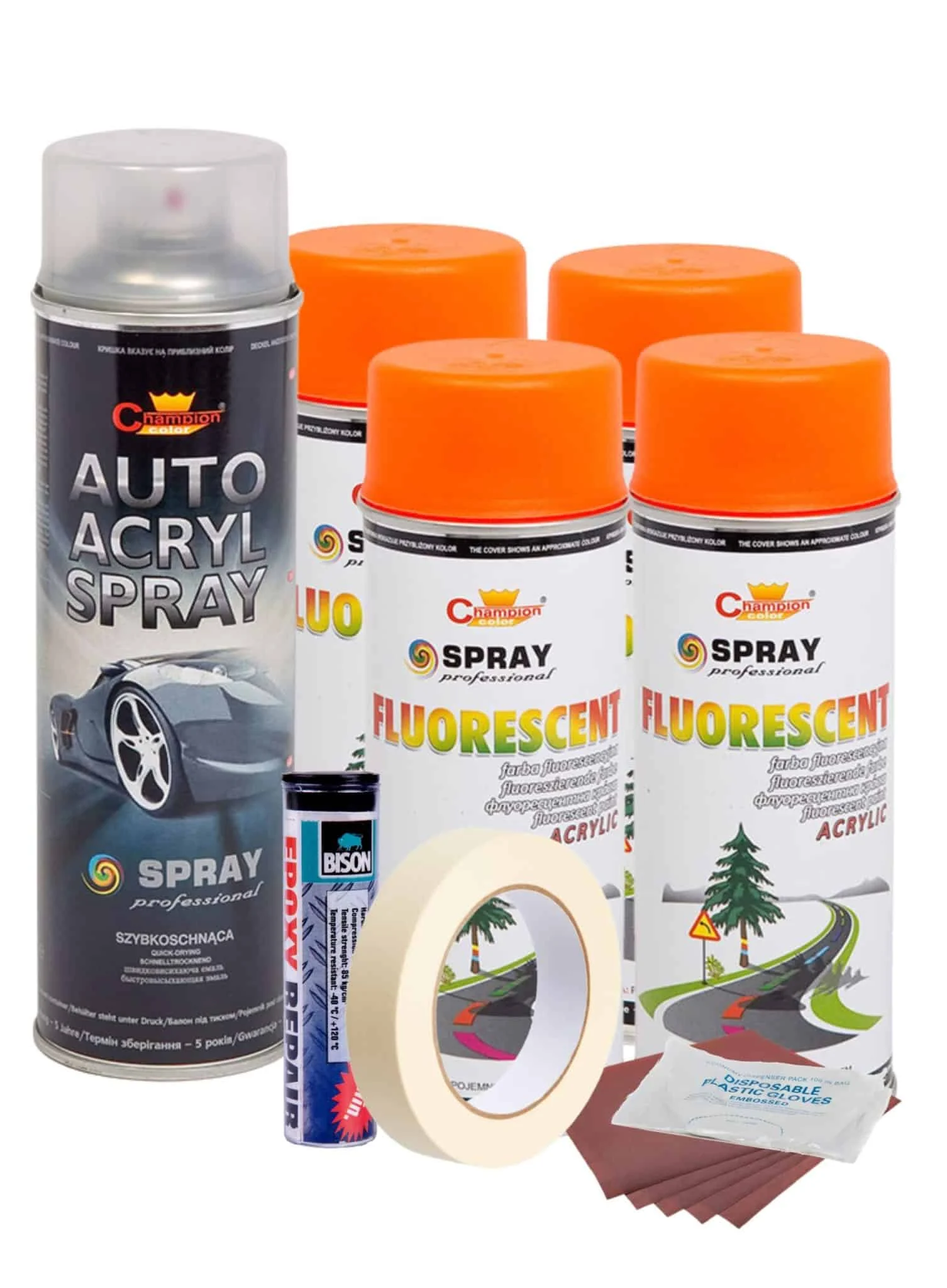 AVEX – Kit complet reparatie si vopsire jante culoare Orange Fluorescent, V4